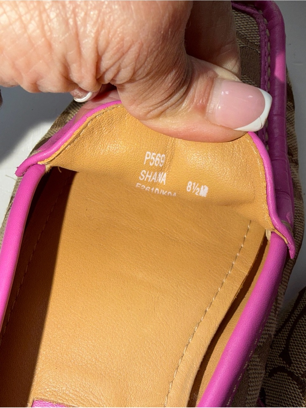 Coach Brown Signature Canvas Loafers with Pink Trim - Picture 10 of 10
